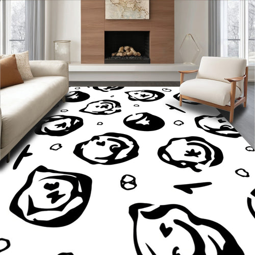 Abstract Ink Wash Shapes Design Rug