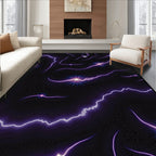 Cosmic Purple Lightning Streaks Rug