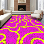 Vibrant Pink Yellow Organic Waves Rug