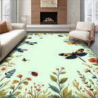 Dragonfly Butterfly Garden Pattern Rug