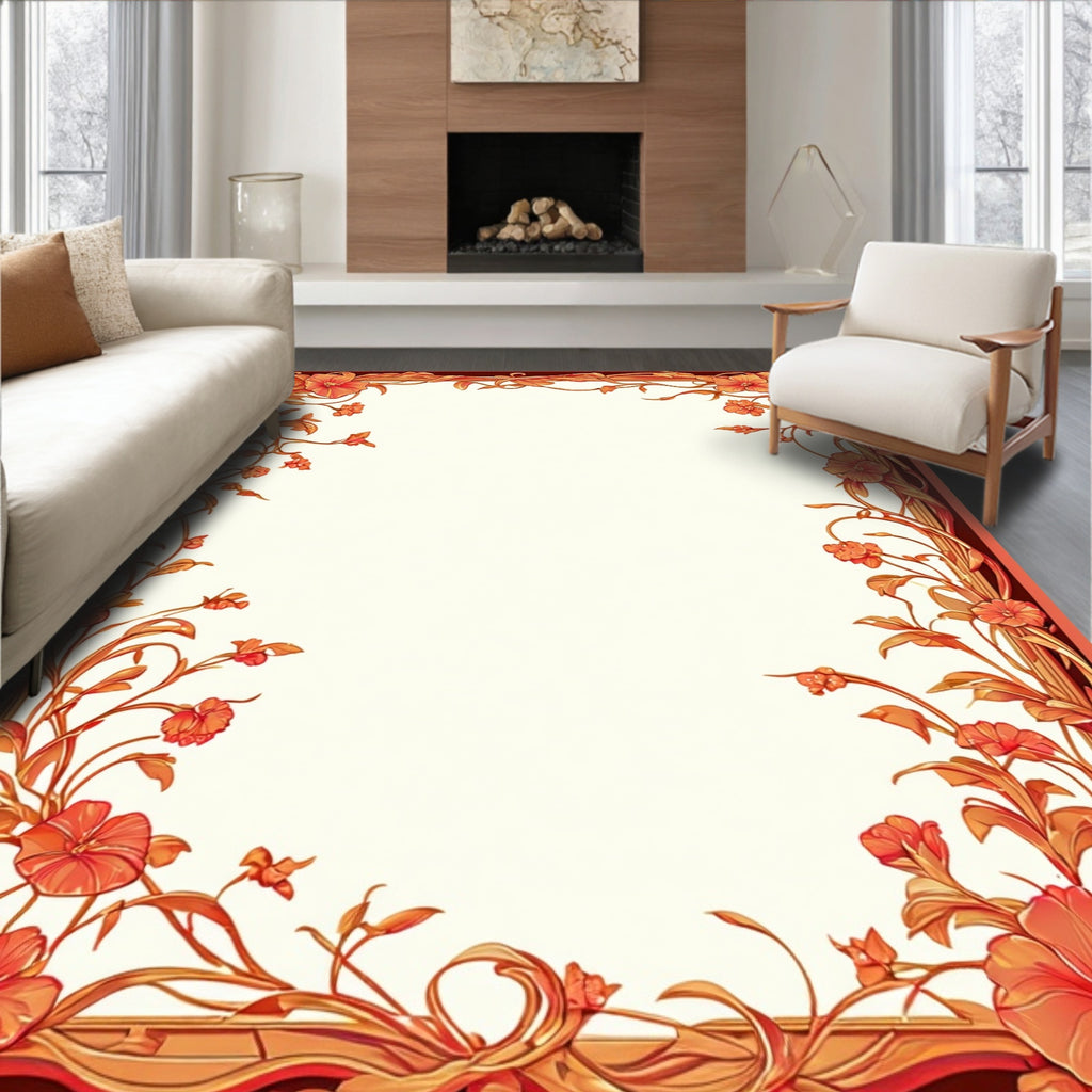 Art Nouveau Floral Vine Frame Design Rug