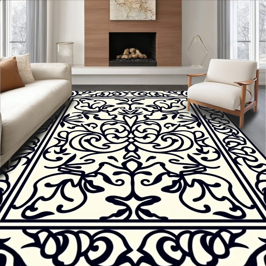 Classic Floral Scrollwork Artwork Rug