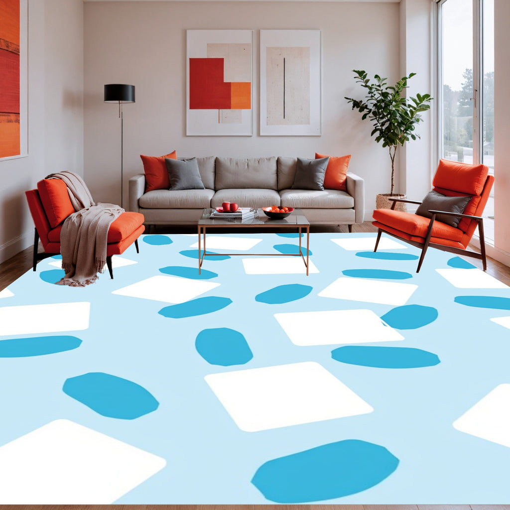 Abstract Squares and Ovals Pattern Rug
