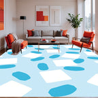 Abstract Squares and Ovals Pattern Rug