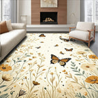 Floral Monarch Butterfly Garden Pattern Rug
