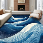 Deep Blue Wavy Starry Night Rug