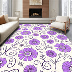 Vintage Purple Floral Vine Design Rug