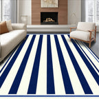 Classic Blue and White Stripe Pattern Rug