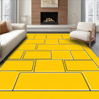 Bold Yellow Rectangular Block Pattern Rug