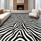 Bold Black White Zebra Strips Rug