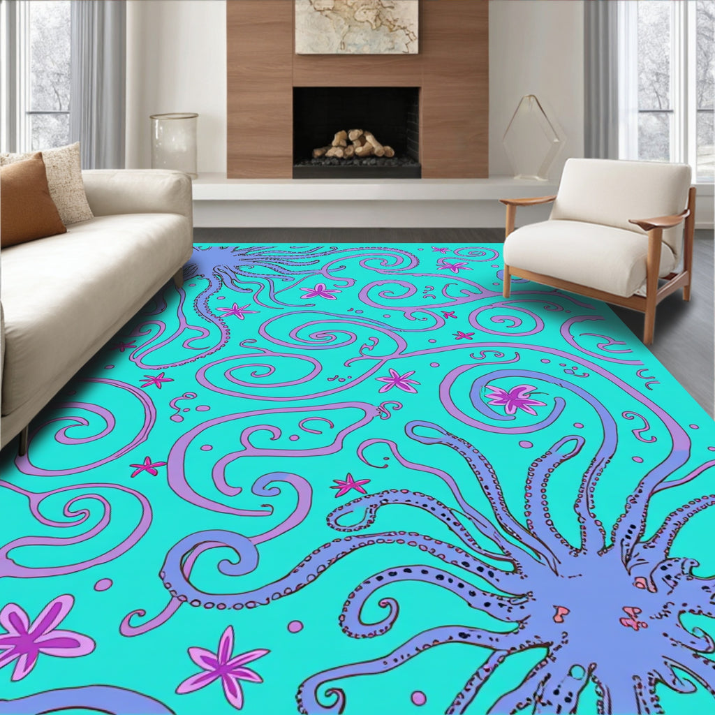 Octopus And Swirl Whimsical Design Rug