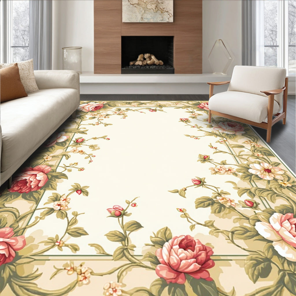 Vintage Floral Garden Patterned Rug