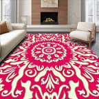 Radiant Fuchsia Cream Mandala Pattern Rug