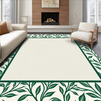 Emerald Green Leafy Vines Border Rug
