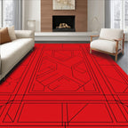 Bold Abstract Red Geometric Design Rug