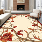 Ornate Floral Vine Border Design Rug