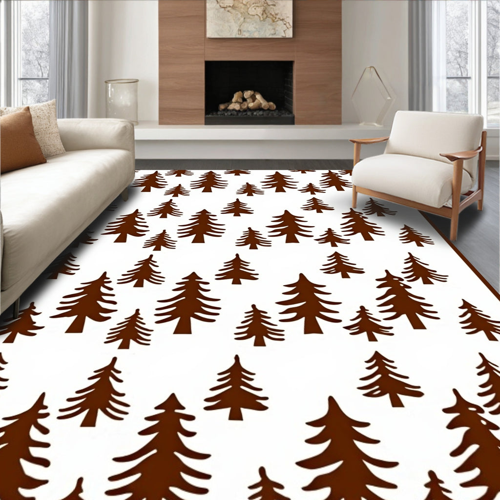 Brown Pine Forest Scatter Rug