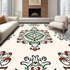Ornate Green Brown Floral Medallion Rug
