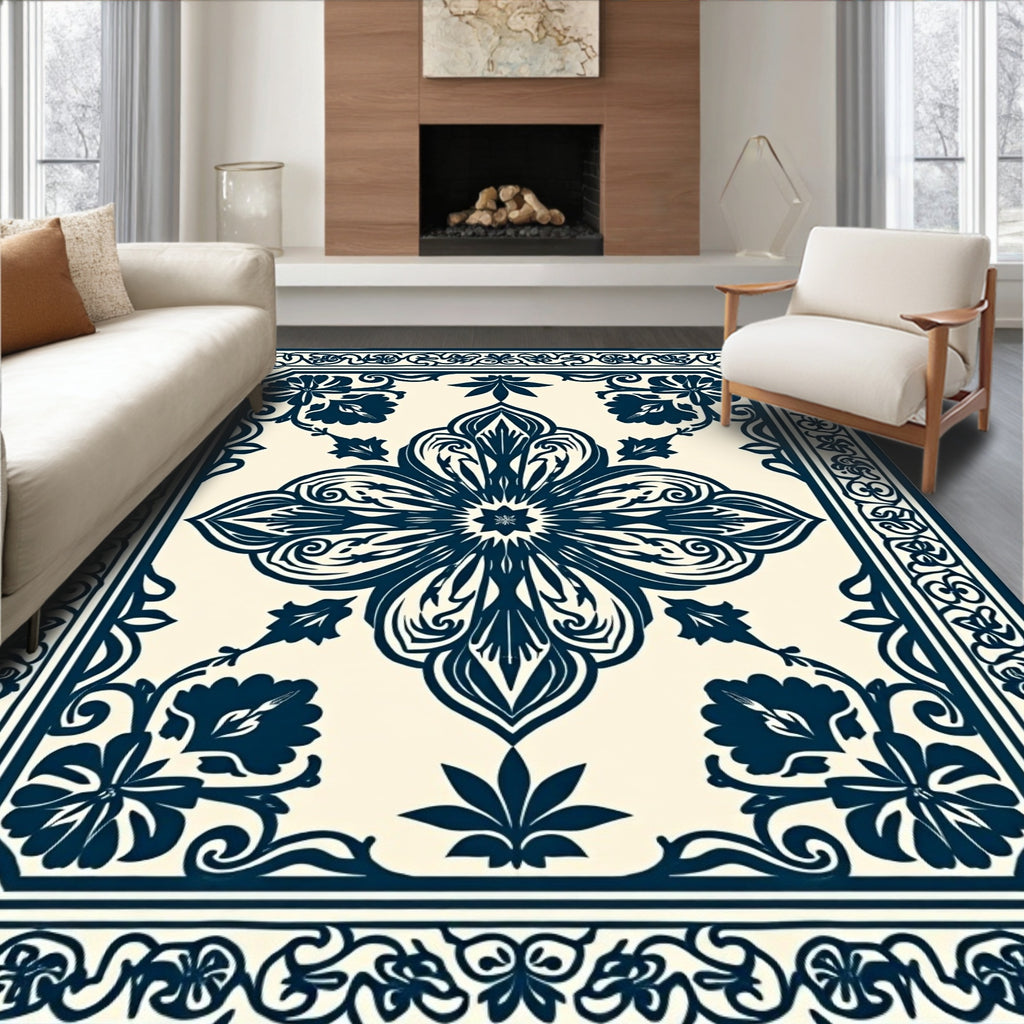 Ornate Floral Medallion Pattern Rug