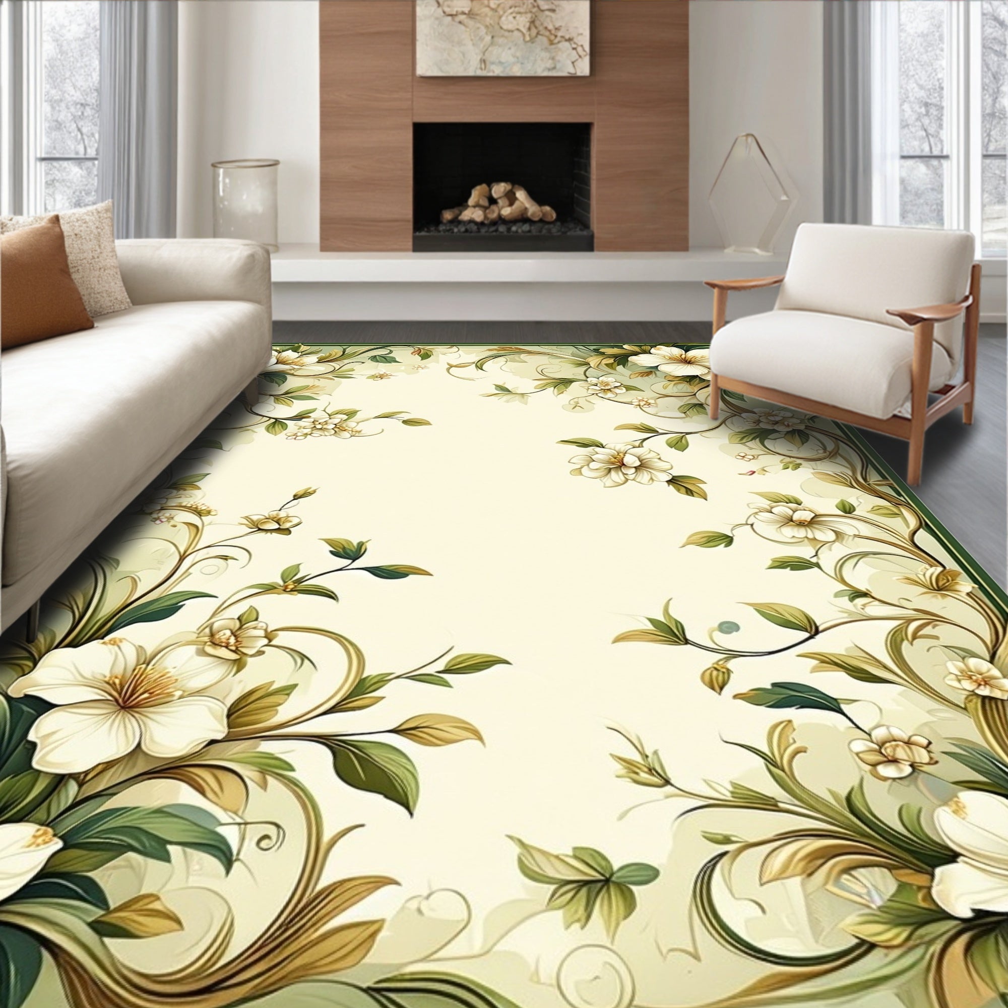 Elegant Floral Vine Pattern Rug