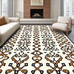 Brown Black Intricate Scrollwork Design Rug