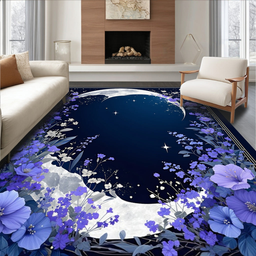 Celestial Moon Garden Floral Rug