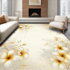 Elegant Golden Floral Branch Pattern Rug