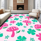 Magical Mushroom Floral Meadow Pattern Rug