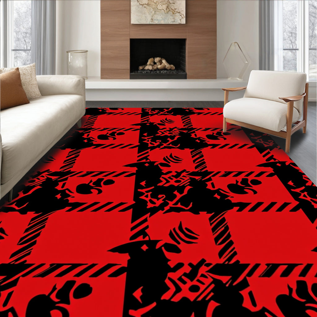 Red Tartan Abstract Pattern Rug