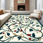 Vine Cherry Botanical Pattern Rug