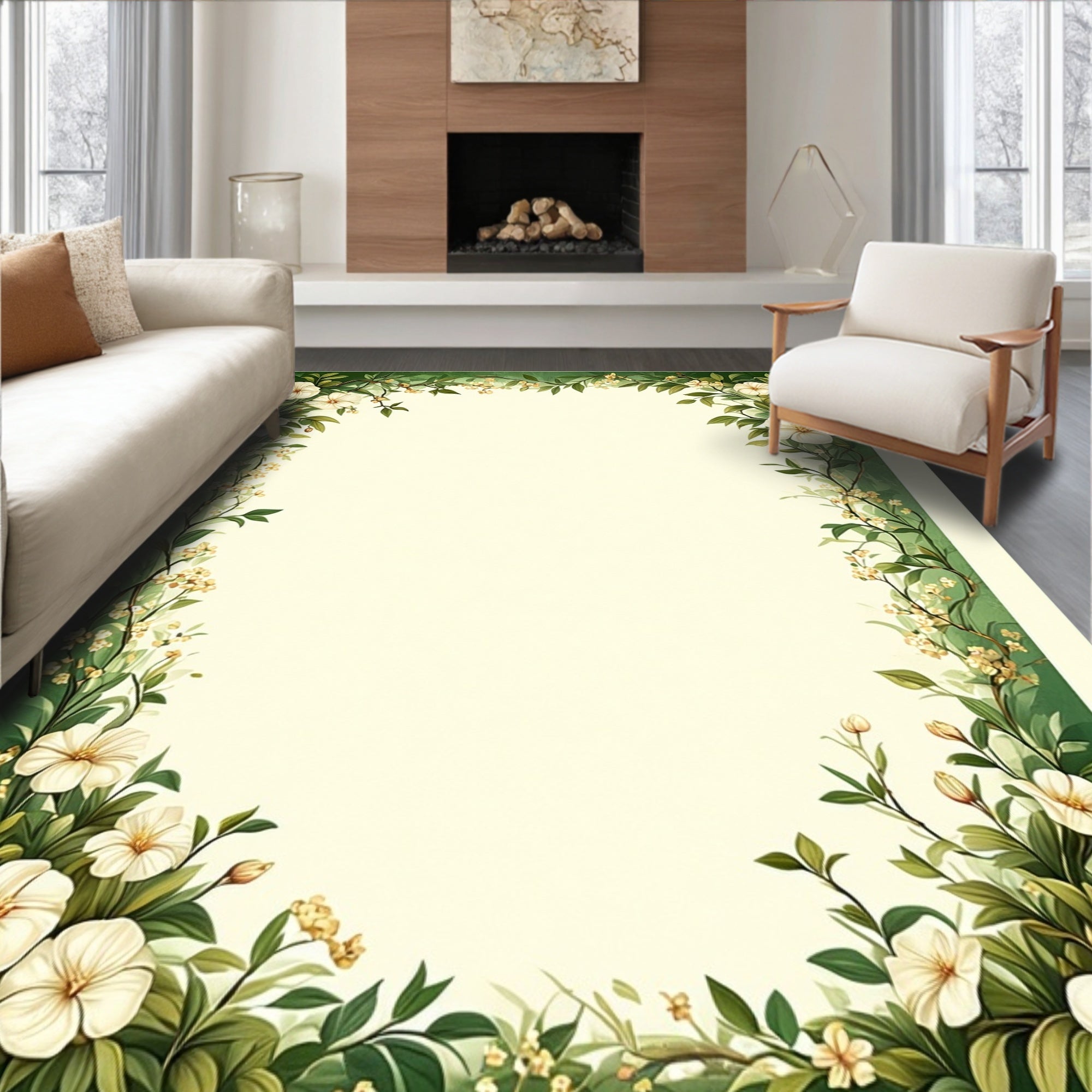 Vine Botanical Floral Garden Rug