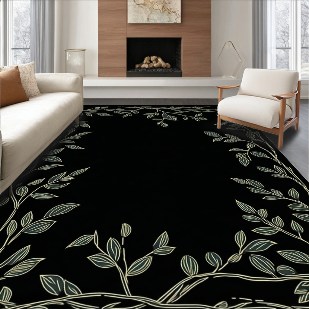 Botanical Vine Decorative Border Rug