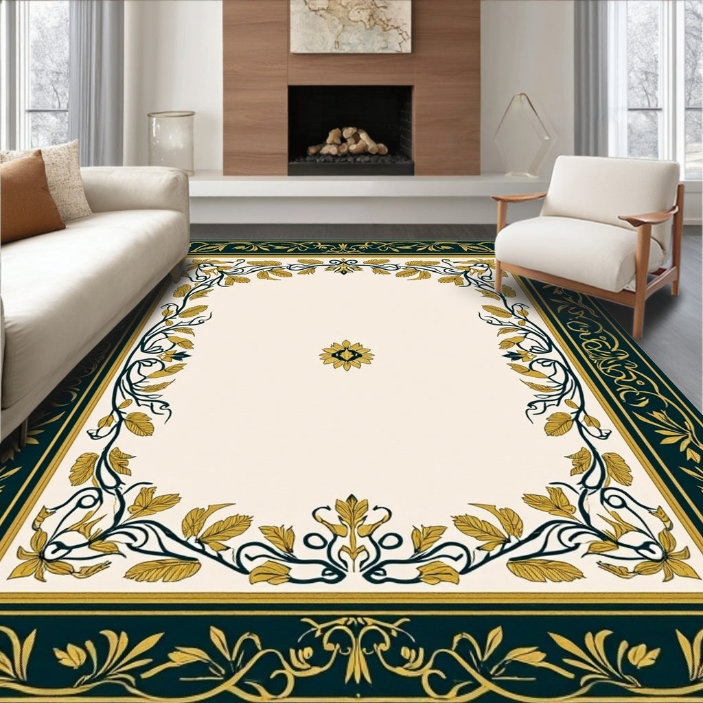 Elegant Floral Vine Border Design Rug