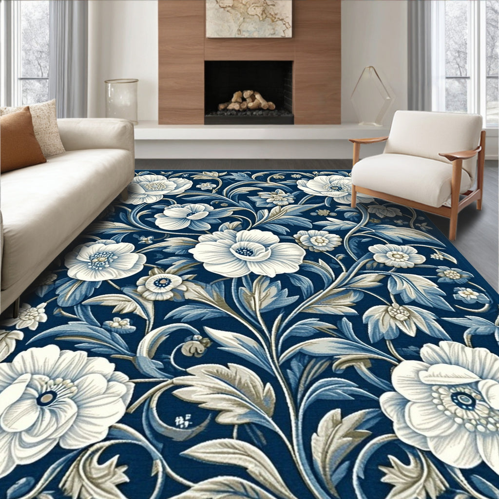 Vintage Floral Silhouette Design Rug