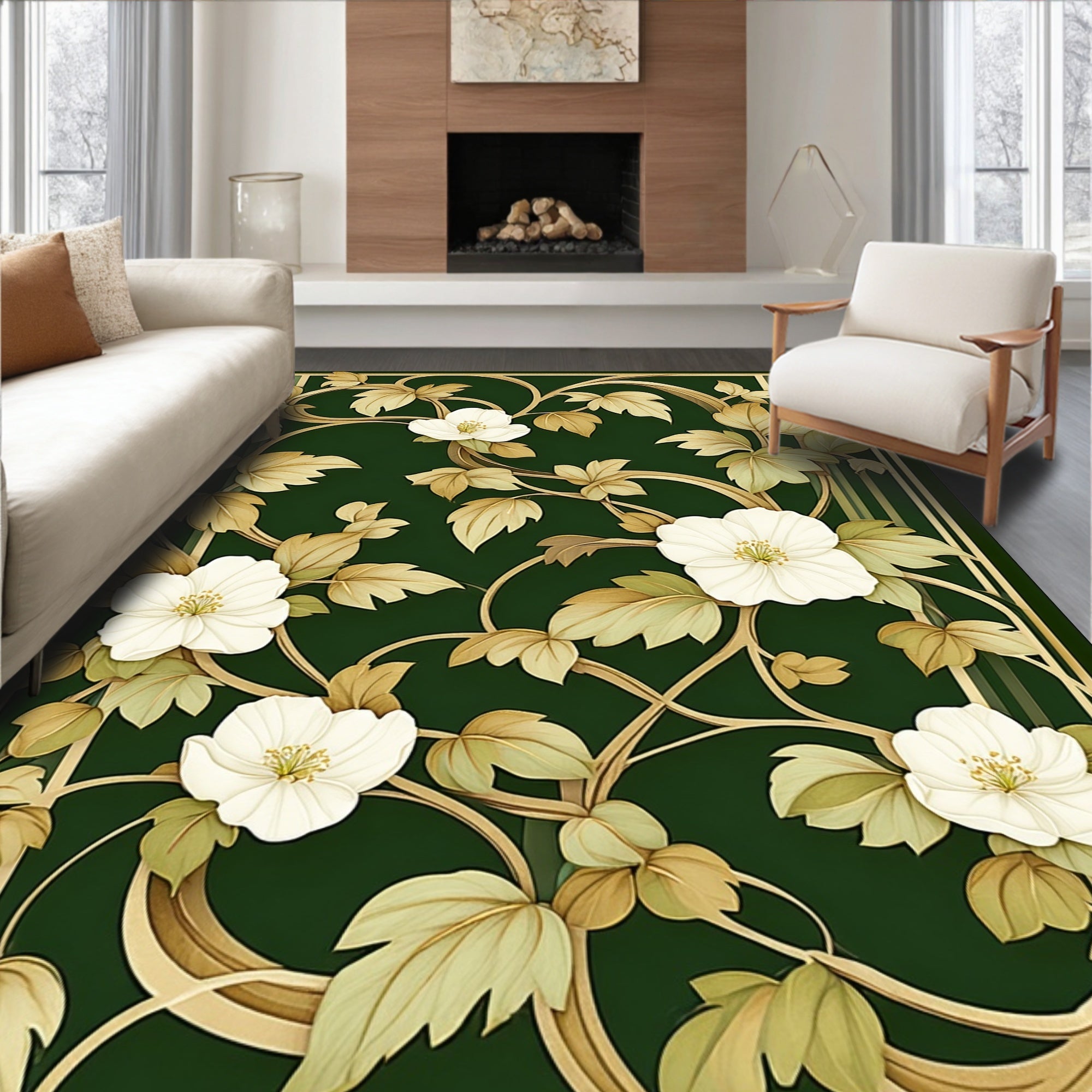 Elegant Floral Vine Pattern Rug