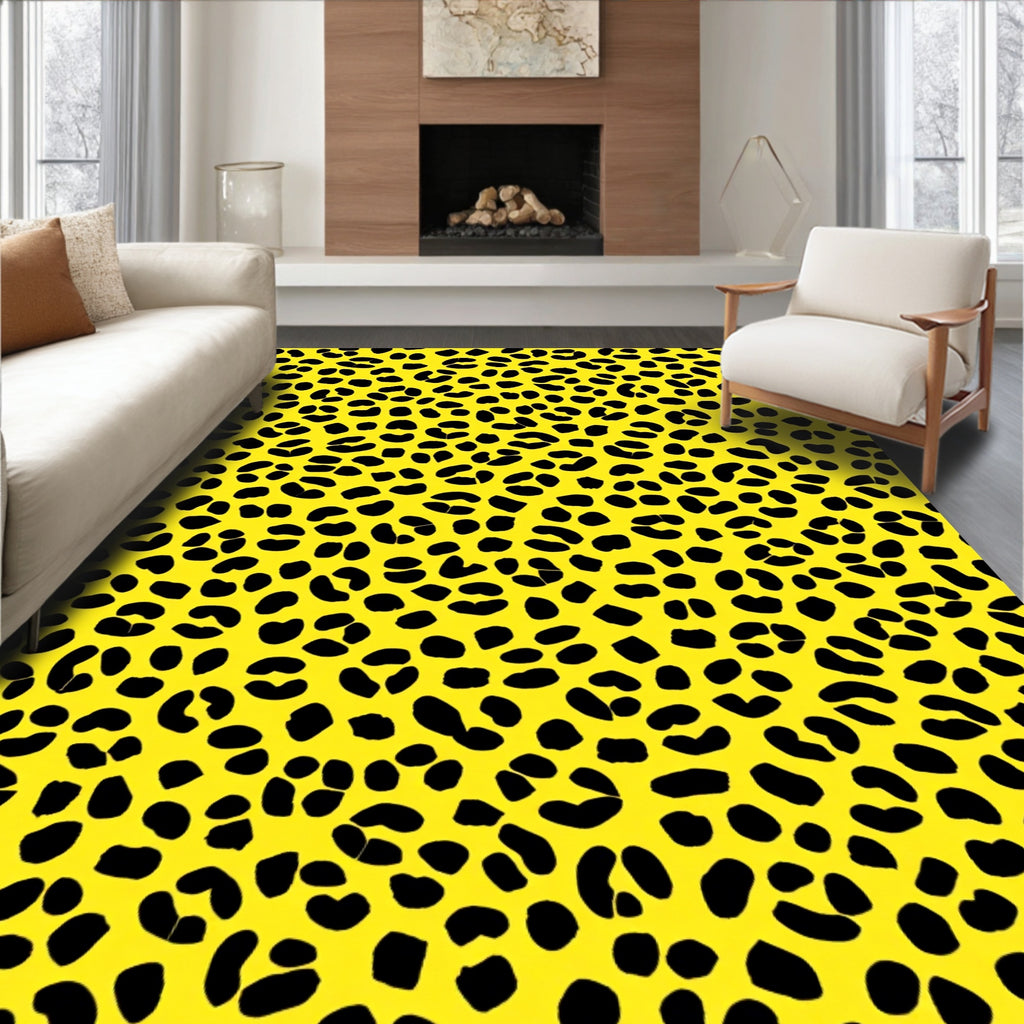 Bold Yellow Leopard Spots Design Rug