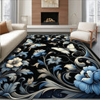 Elegant Butterfly Floral Scrollwork Rug