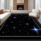 Cosmic Blue Purple Starry Night Swirl Rug