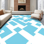 Geometric Blue Interlocking Shapes Rug