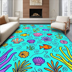 Quirky Underwater Fish and Shell Design Rug