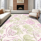 Delicate Pink Floral Vine Pattern Rug