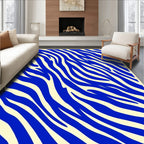 Bold Blue Cream Abstract Stripes Rug