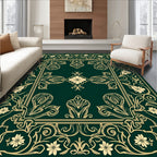 Elegant Golden Floral Outline Rug