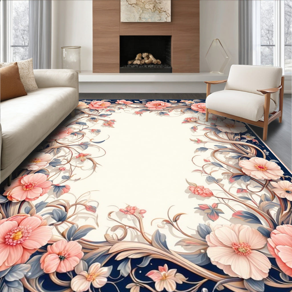Romantic Floral Vine Pattern Rug