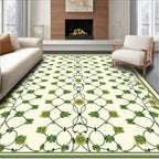 Delicate Green Vine Floral Medallion Rug
