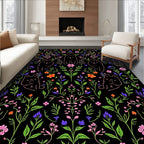 Whimsical Cat Floral Pattern Design Rug