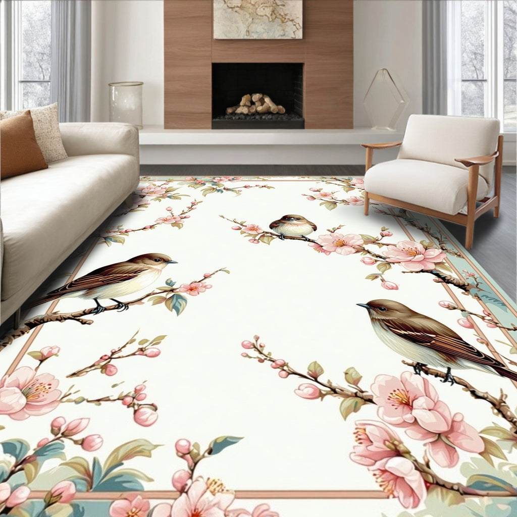 Spring Blossom Birds and Branches Rug