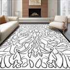 Abstract Floral Line Art Design Rug