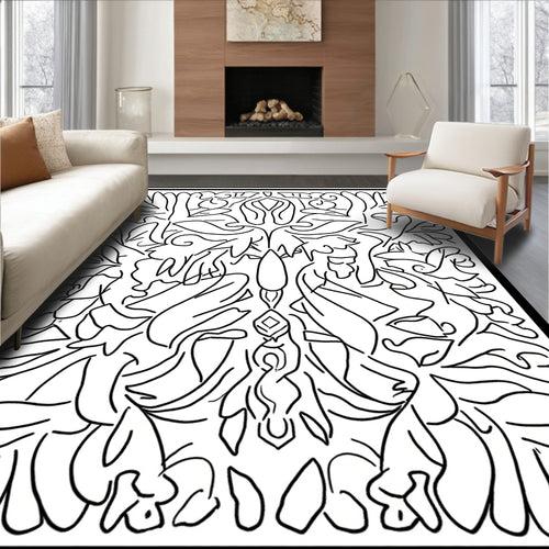 Abstract Floral Line Art Design Rug