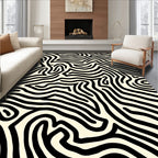 Abstract Black Zebra Stripe Design Rug